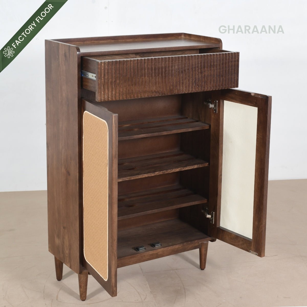 Helen Wooden Full Size Shoe Cabinet - Shoe Racks - Gharaana