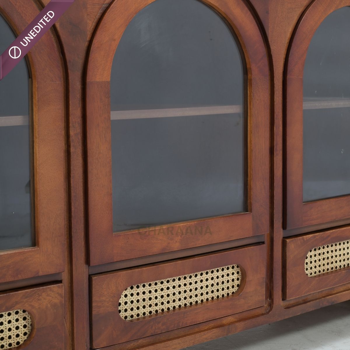 Vyut Wooden 70" Crockery Cabinet - Credenza Hutches - Gharaana