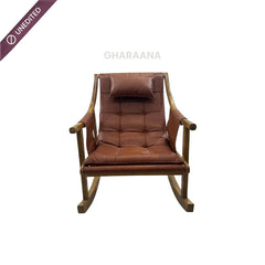 Reeva Leather Rocking Chair - Armchairs - Gharaana