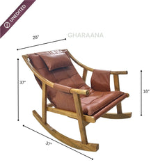 Reeva Leather Rocking Chair - Armchairs - Gharaana