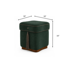 Chester Plush Wooden Ottoman - ottoman - Gharaana
