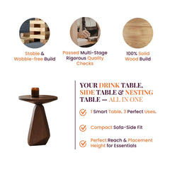 Gravity Wooden Centre Table & Side Table Combo - Centre Tables - Gharaana