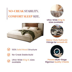 Avo 100% Solid Wood Upholstered Bed with Bedside Tables - Beds - Gharaana