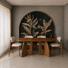 Crescent Wooden Dining Table Set - Dining Set - Gharaana