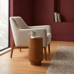 Noor Carved Wooden Side Table - Side Tables - Gharaana