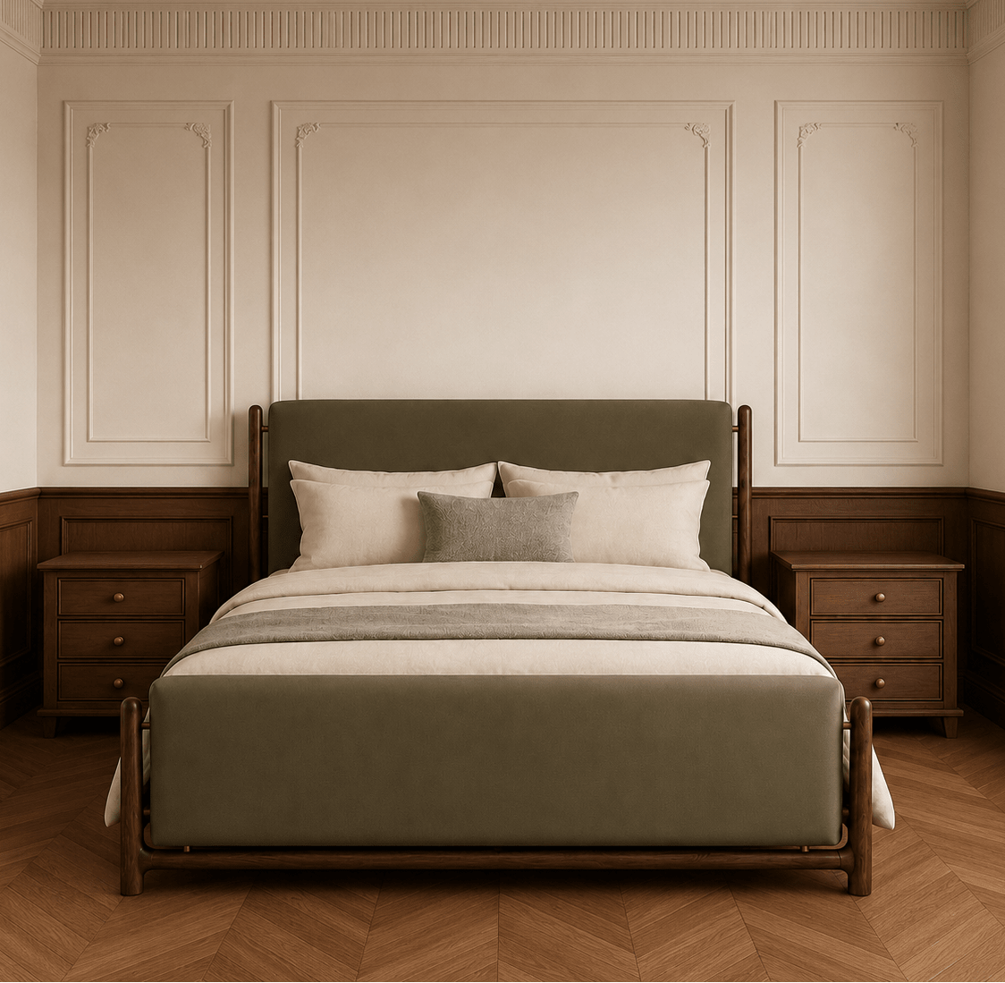 Hardik 100% Solid Wood Upholstered Bed - Beds - Gharaana