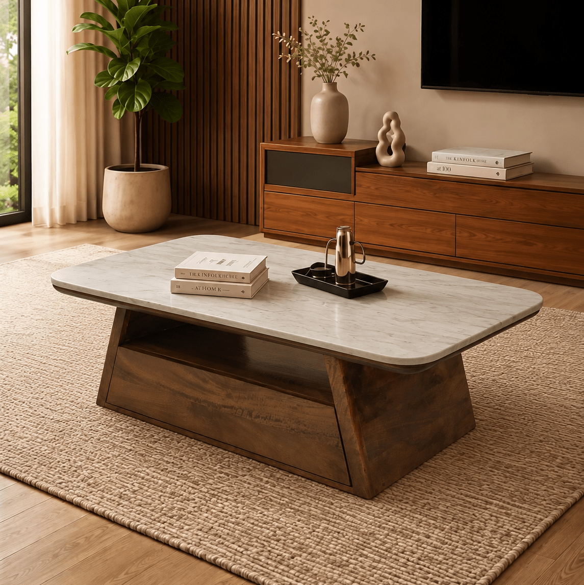 Spectra Marble Top Centre Table - Centre Tables - Gharaana