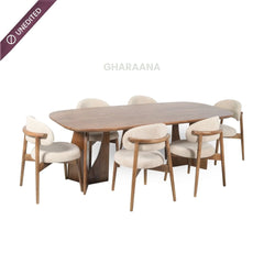 Crescent Wooden Dining Table Set - Dining Set - Gharaana