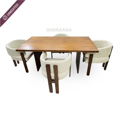 Flute Wooden Dining Table Set - Dining Set - Gharaana
