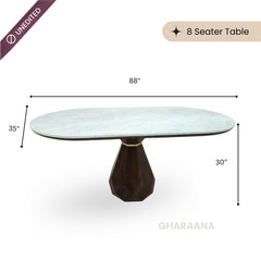 Barlow Marble-Top Wooden Dining Table Set - Dining Set - Gharaana