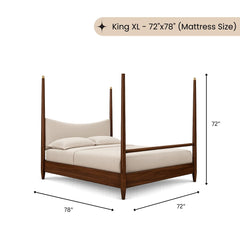 Japandi 100% Solid Wood Poster Bed - Beds - Gharaana