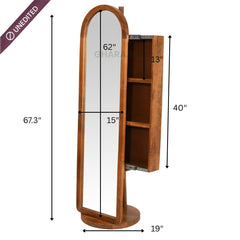 Arched Wooden Full - Length Mirror with Storage - Mirrors - Gharaana