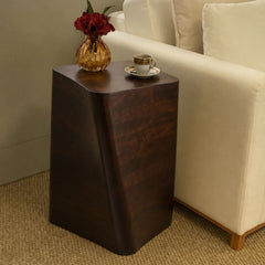 Myra Twisted Wooden Side Table - Side Tables - Gharaana