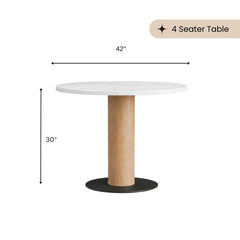 Orbit Marble Top Wooden Dining Table Set - Dining Set - Gharaana