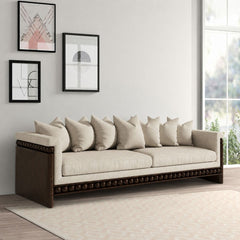 Pearl Wooden Upholstered Sofa - Sofas - Gharaana