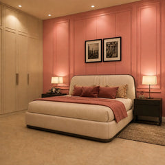 Duke 100% Solid Wood Upholstered Bed - Beds - Gharaana