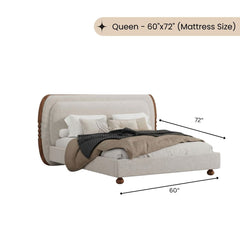 Clara 100% Solid Wood Upholstered Bed - Beds - Gharaana