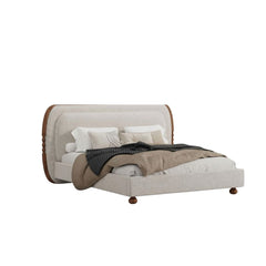 Clara 100% Solid Wood Upholstered Bed - Beds - Gharaana
