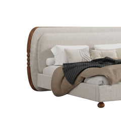Clara 100% Solid Wood Upholstered Bed - Beds - Gharaana