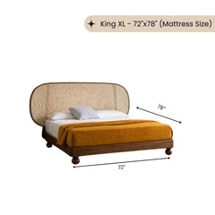 Vyut 100% Solid Wood Cane Bed - Beds - Gharaana