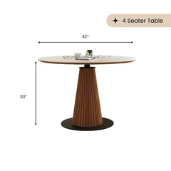 Serene Marble Top Wooden Dining Table Set - Dining Set - Gharaana