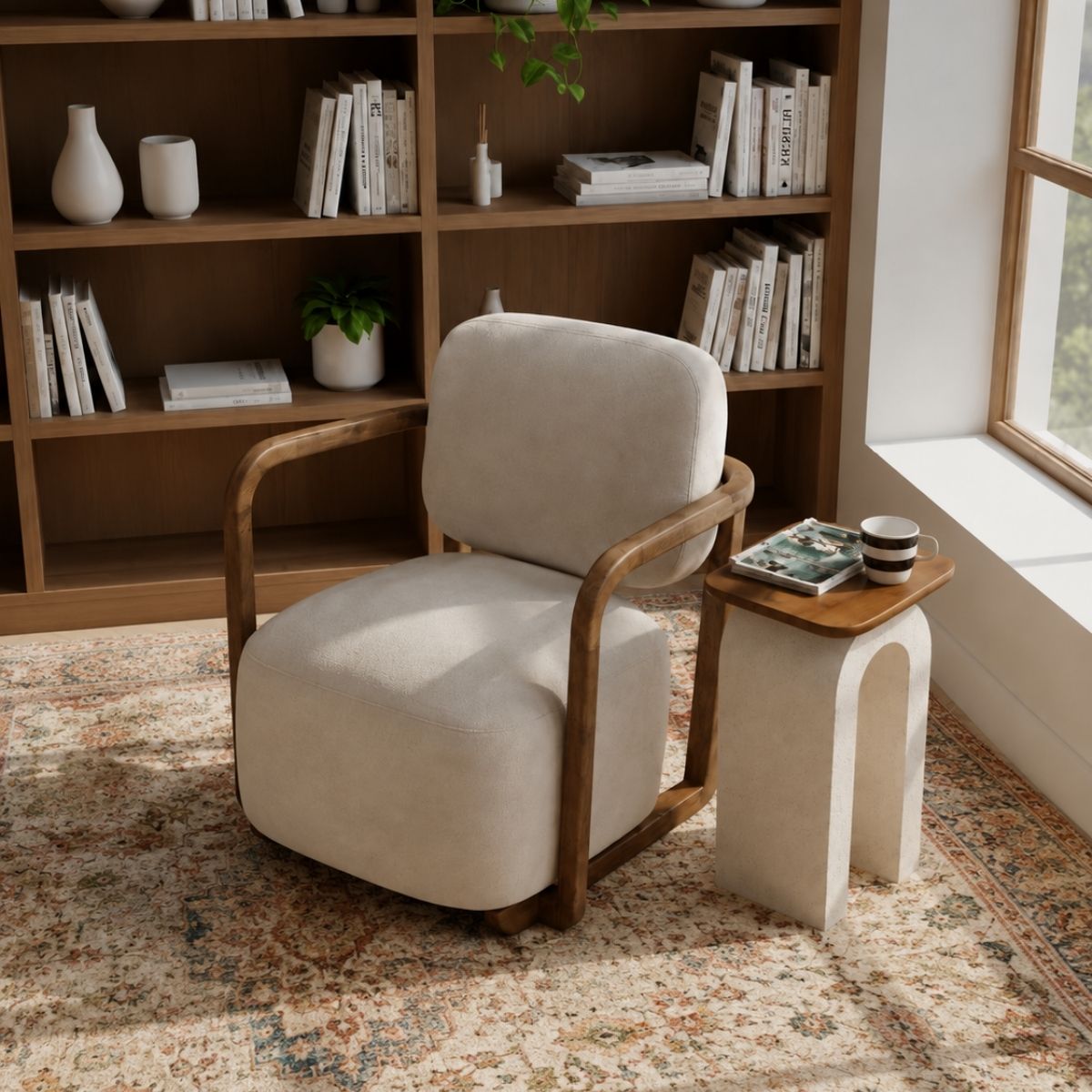 Ojas Armchairs with Vaayu Side Table Combo - Armchairs - Gharaana
