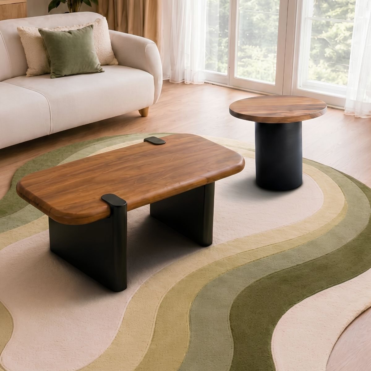 Rooted Wooden Centre Table & Side Table Set - Centre Tables - Gharaana