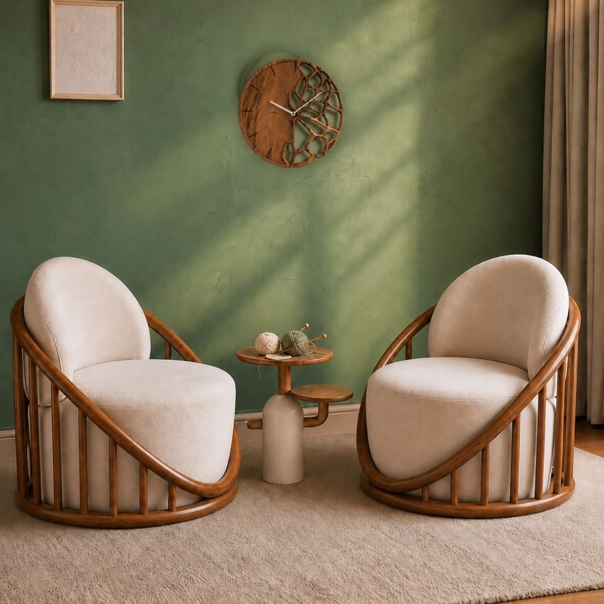 Sloan Armchairs with Aurum Side Table Combo (Set of 3) - Armchairs - Gharaana