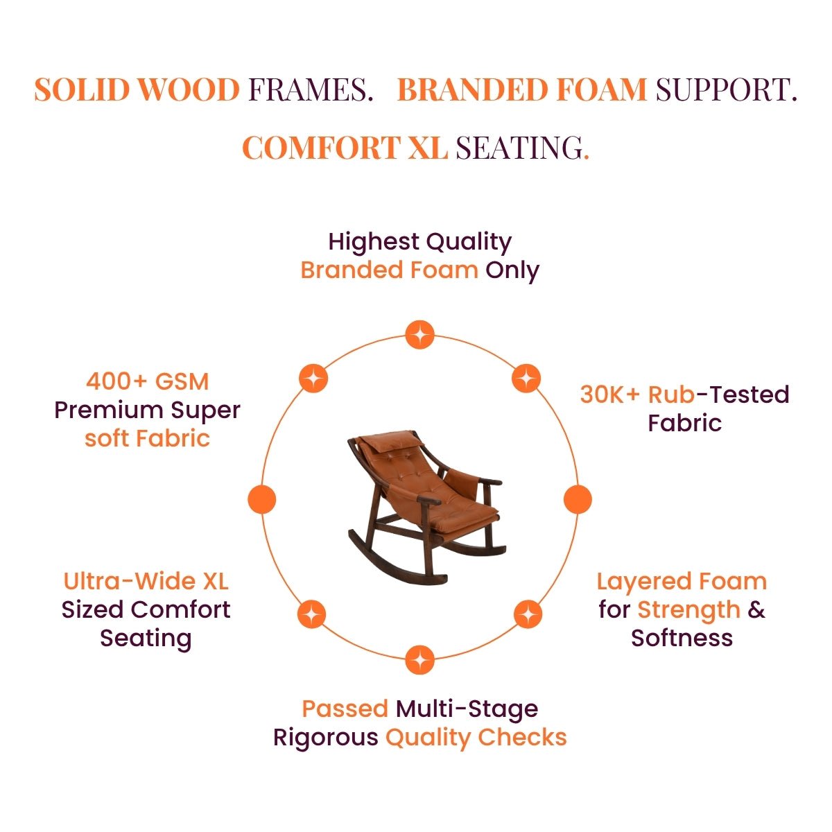 Reeva Leather Rocking Chair - Armchairs - Gharaana
