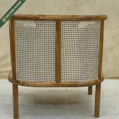 Amayah Wooden Plush Armchair - Armchairs - Gharaana