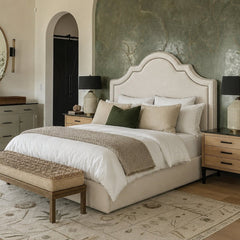 Victorian 100% Solid Wood Upholstered Bed - Beds - Gharaana