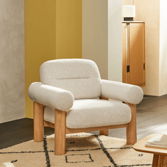 Casa Wooden Plush Armchair - Armchairs - Gharaana