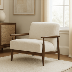 Kiyan Wooden Plush Armchair - Armchairs - Gharaana
