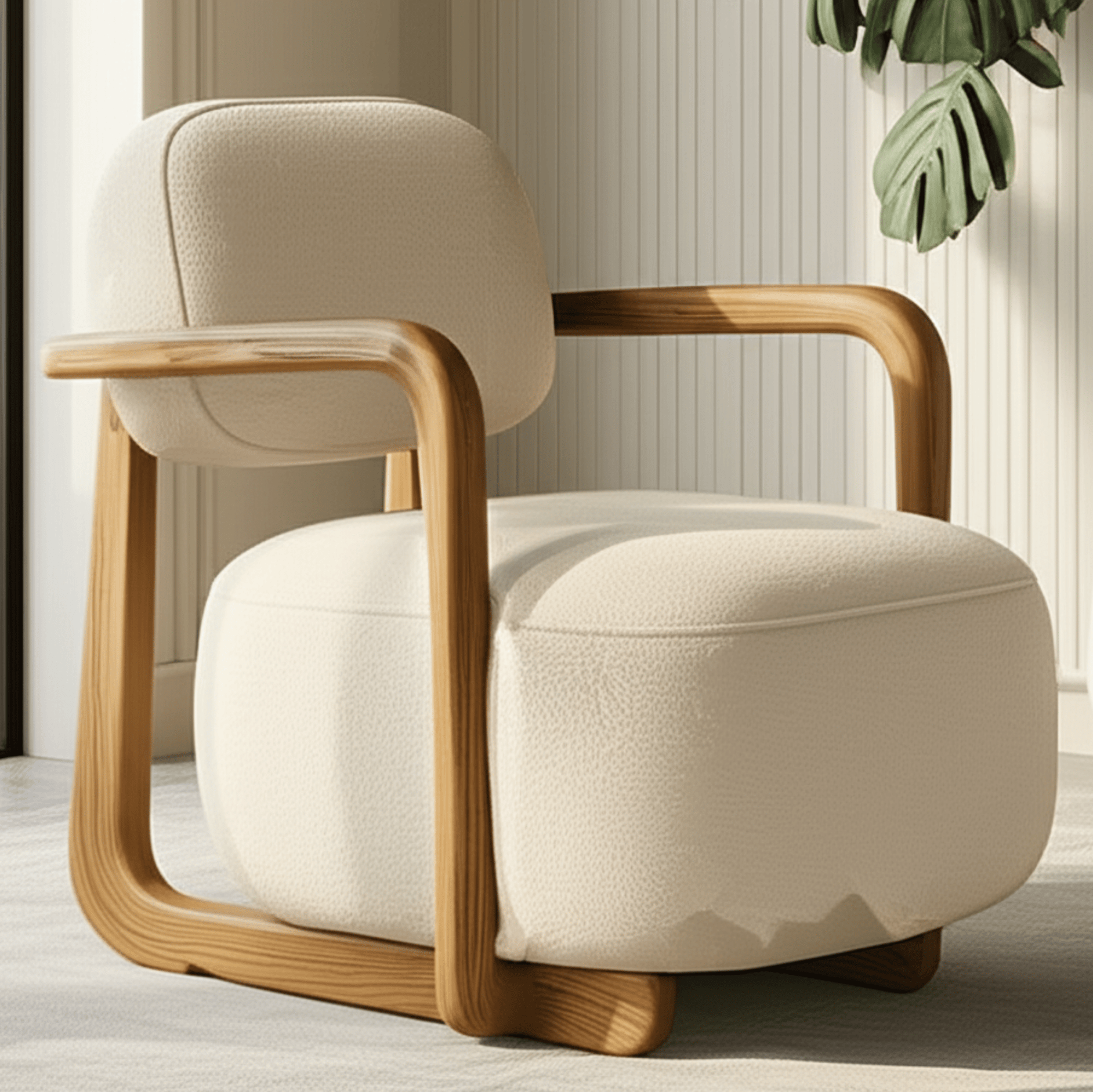 Ojas Wooden Plush Armchair - Armchairs - Gharaana