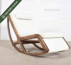 Snooze Wooden Plush Rocking Armchair - Armchairs - Gharaana