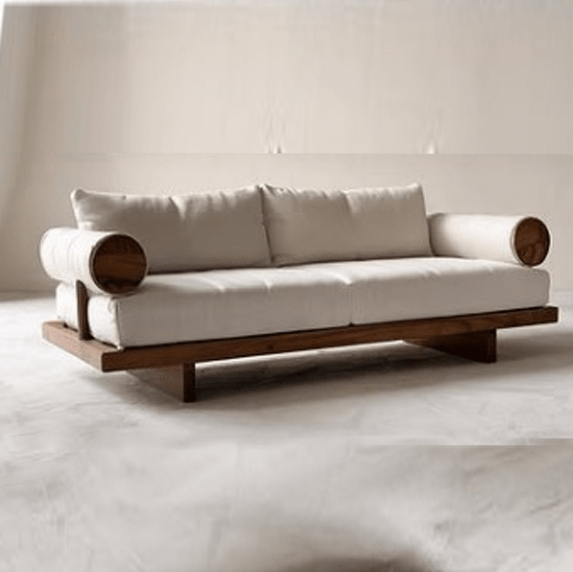 Swiss Wooden Plush Sofa - Armchairs - Gharaana