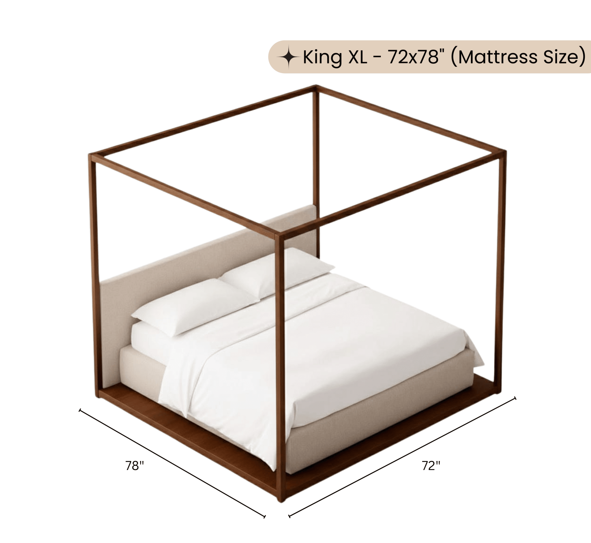 Kaza 100% Solid Wood Poster Bed - Beds - Gharaana