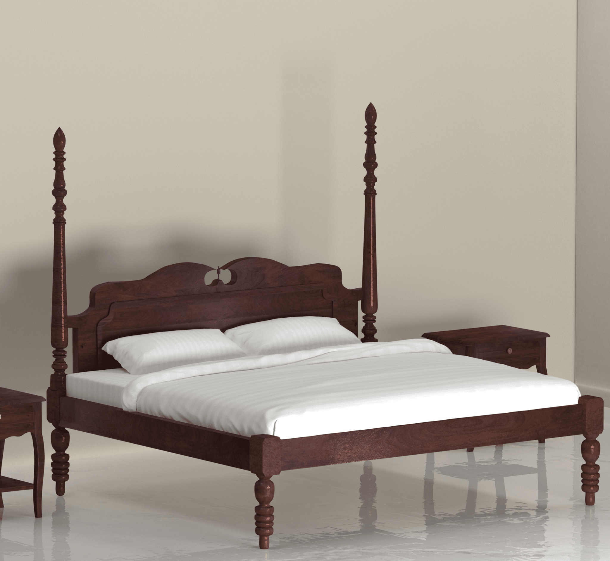 Iksha 100% Solid Wood Poster Bed - Beds - Gharaana