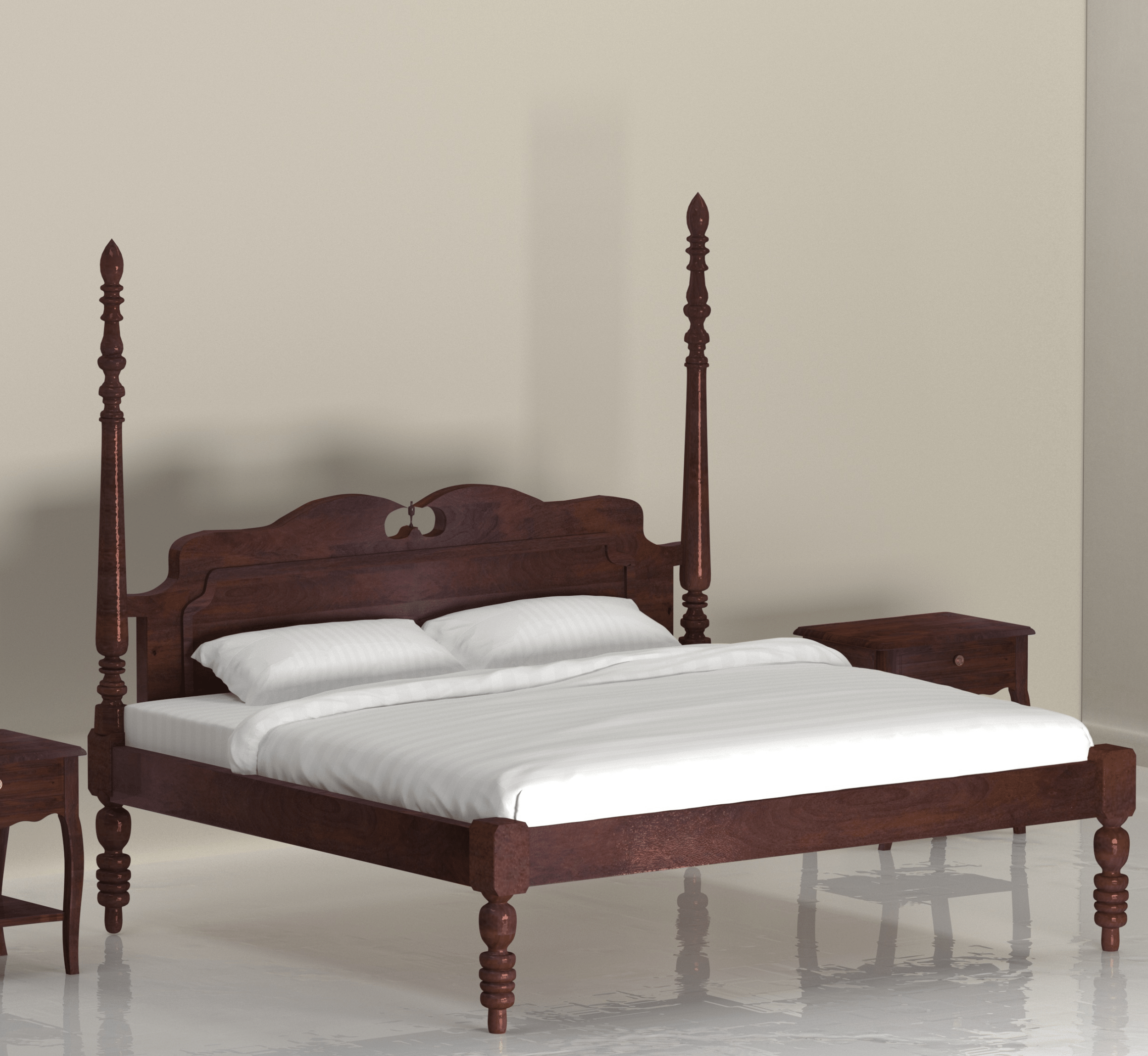 Gharaana Beds King/ Without Storage Iksha 100% Solid Wood Poster Bed