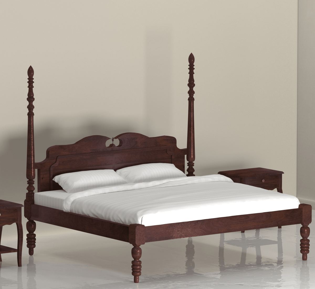 Gharaana Beds King/ Without Storage Iksha 100% Solid Wood Poster Bed