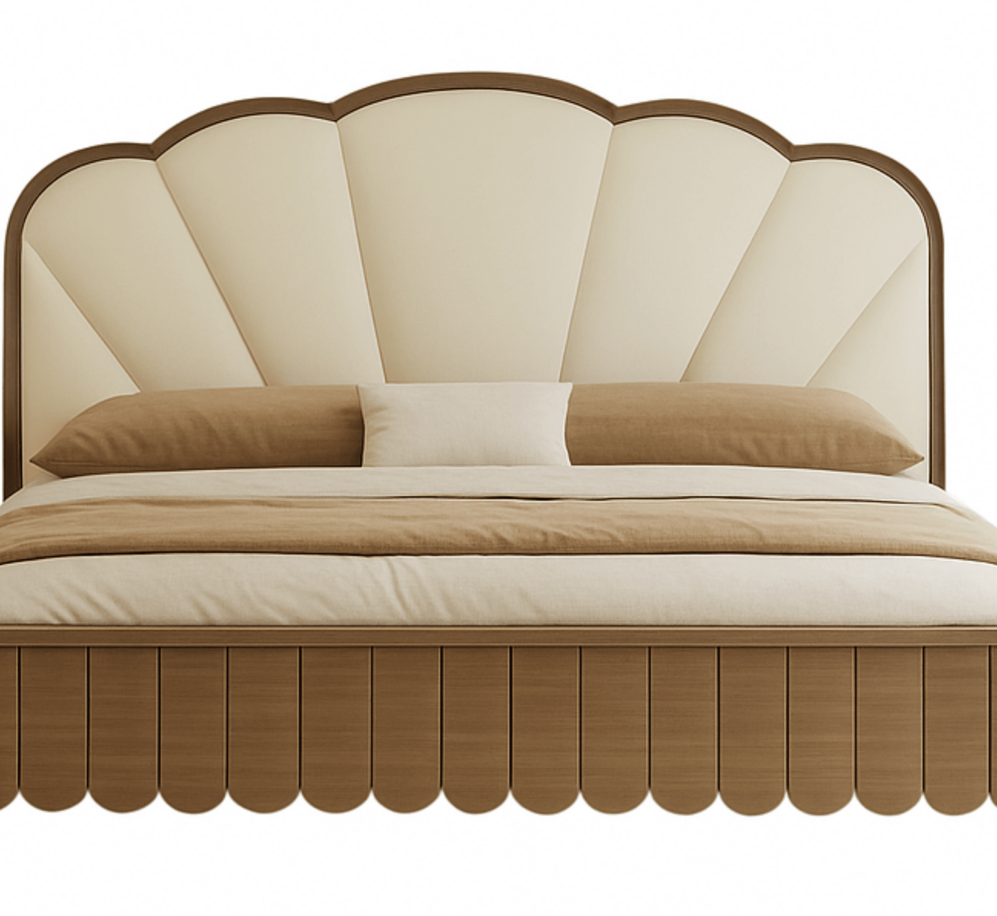 Lisa 100% Solid Wood Upholstered Bed - Beds - Gharaana