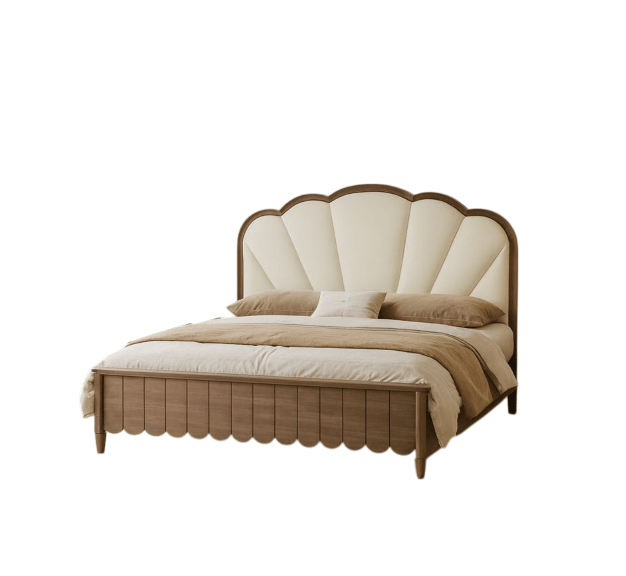 Lisa 100% Solid Wood Upholstered Bed - Beds - Gharaana