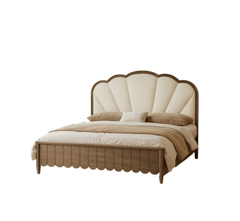 Lisa 100% Solid Wood Upholstered Bed - Beds - Gharaana