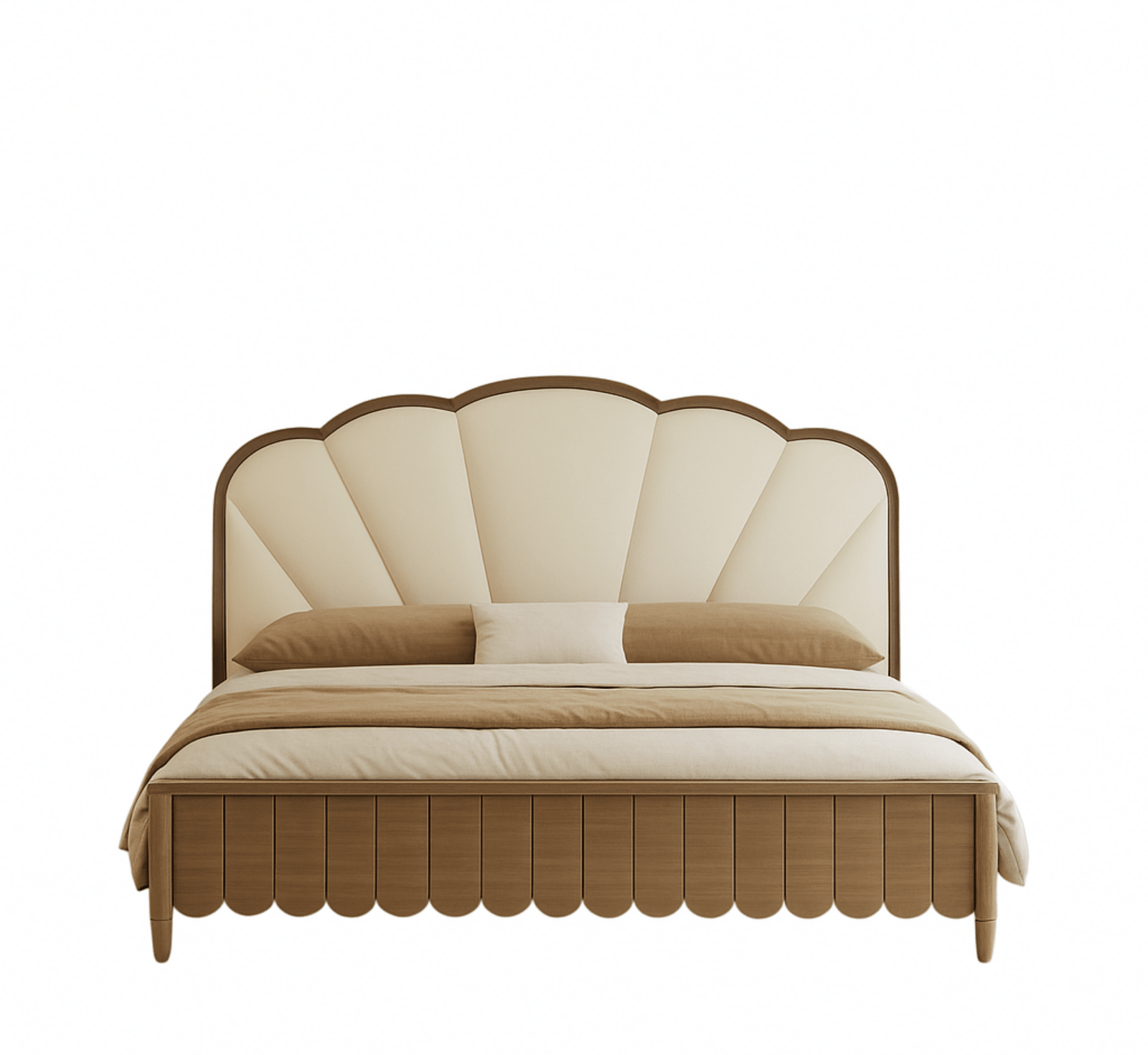 Lisa 100% Solid Wood Upholstered Bed - Beds - Gharaana