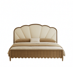 Lisa 100% Solid Wood Upholstered Bed - Beds - Gharaana