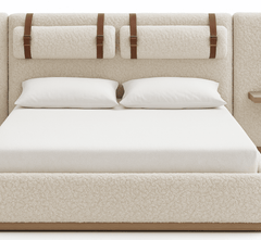 Miso 100% Solid Wood Upholstered Bed - Beds - Gharaana