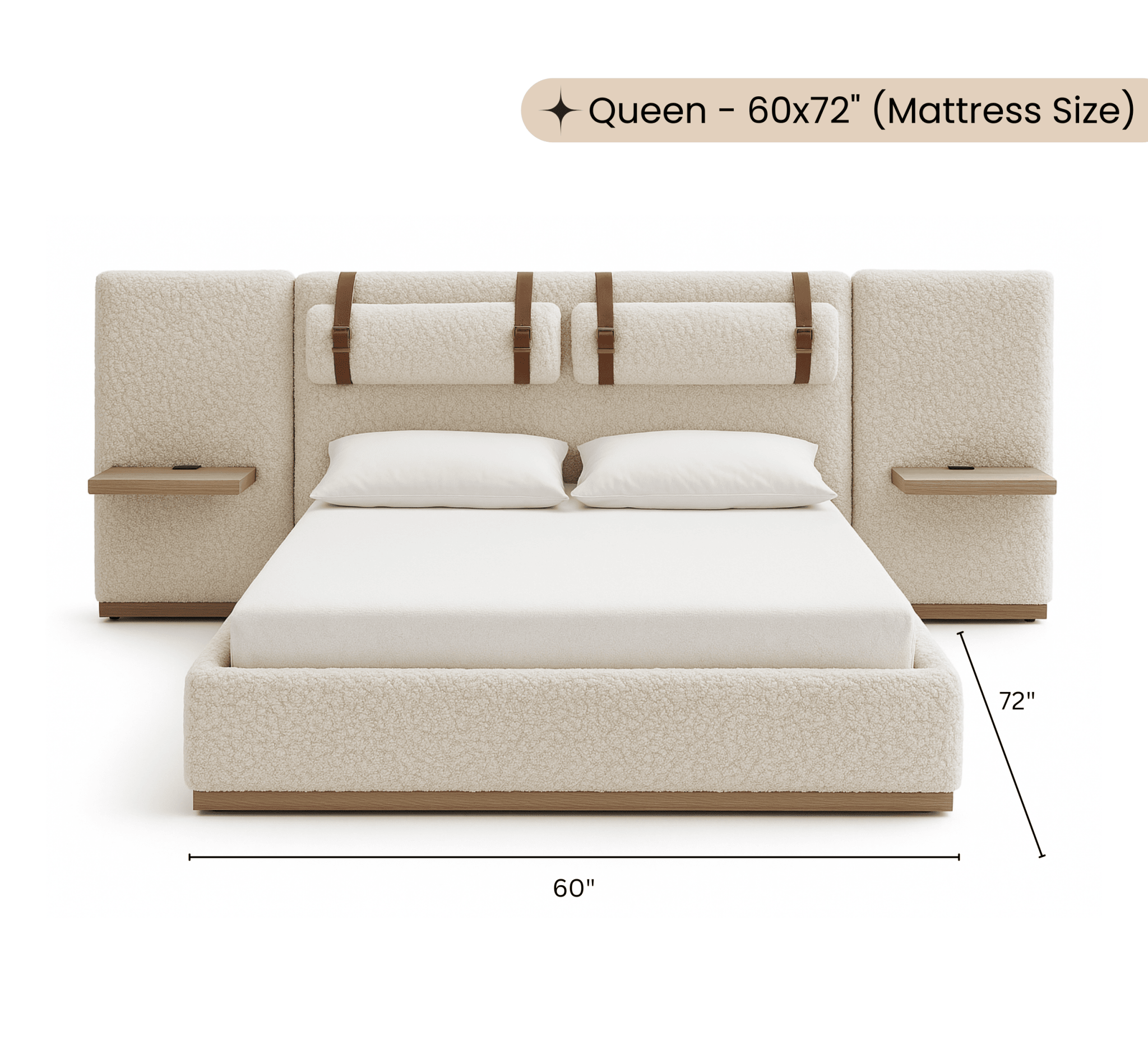 Miso 100% Solid Wood Upholstered Bed - Beds - Gharaana