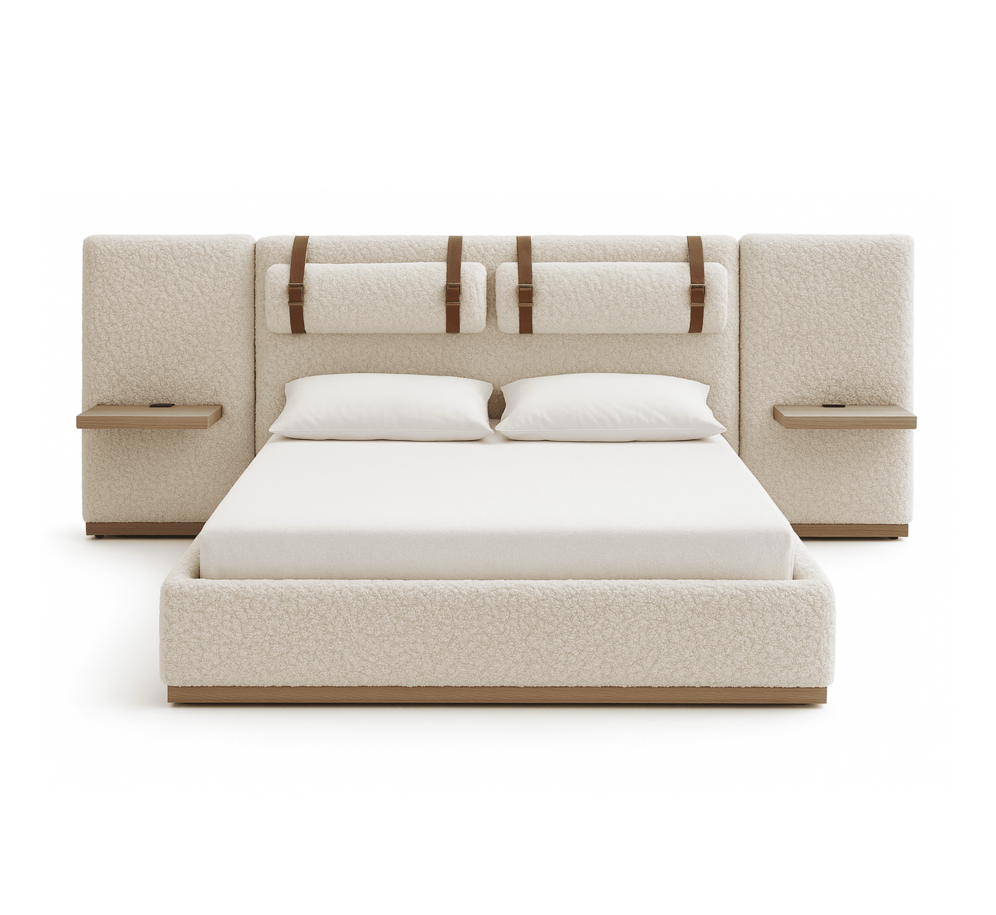 Miso 100% Solid Wood Upholstered Bed - Beds - Gharaana