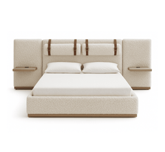 Miso 100% Solid Wood Upholstered Bed - Beds - Gharaana