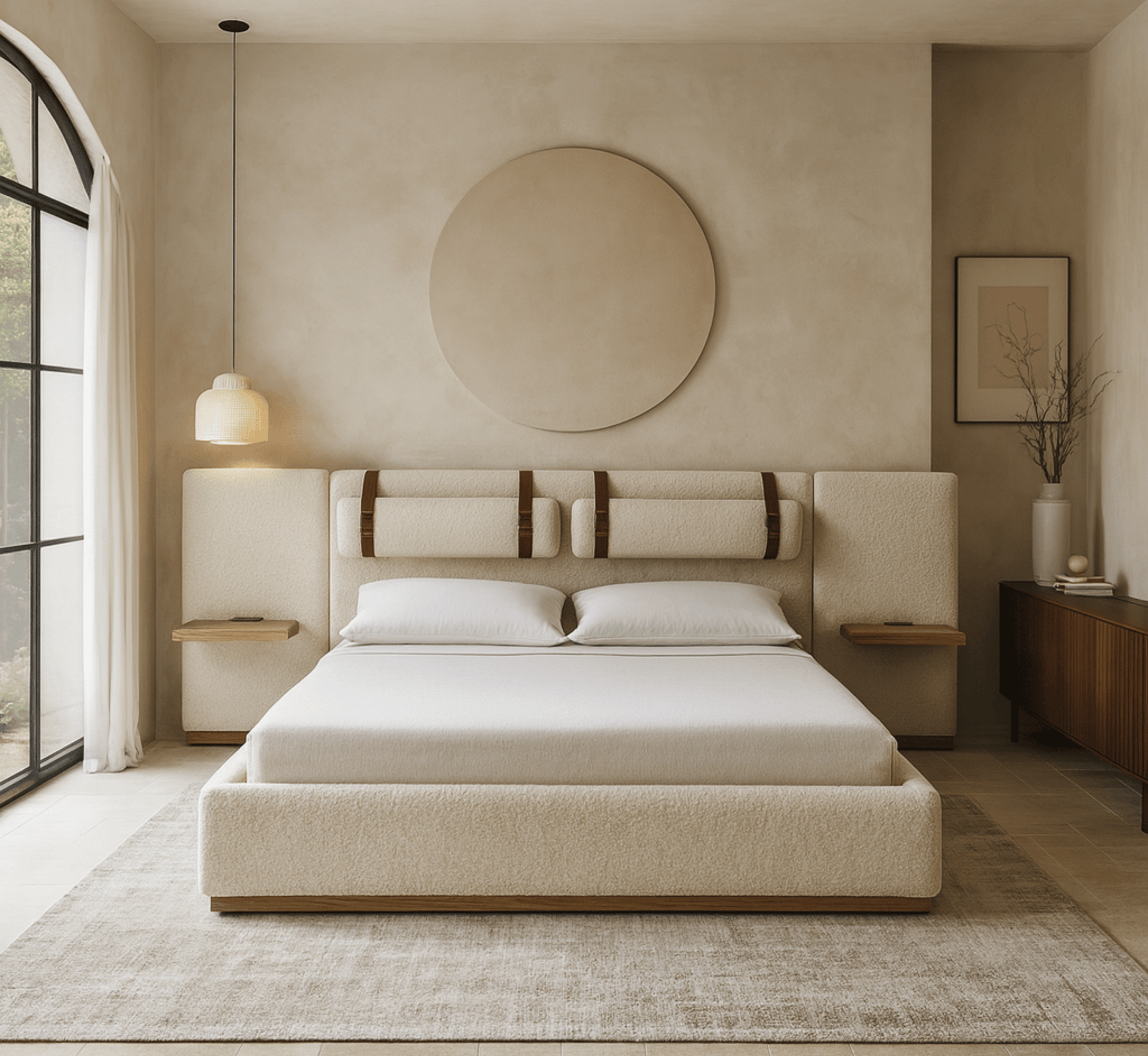 Miso 100% Solid Wood Upholstered Bed - Beds - Gharaana